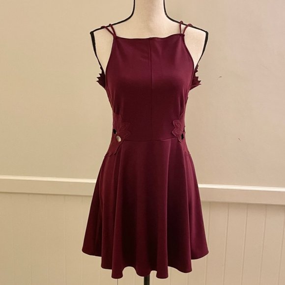 Free People Magenta Dress with Floral Applique - Picture 2 of 11